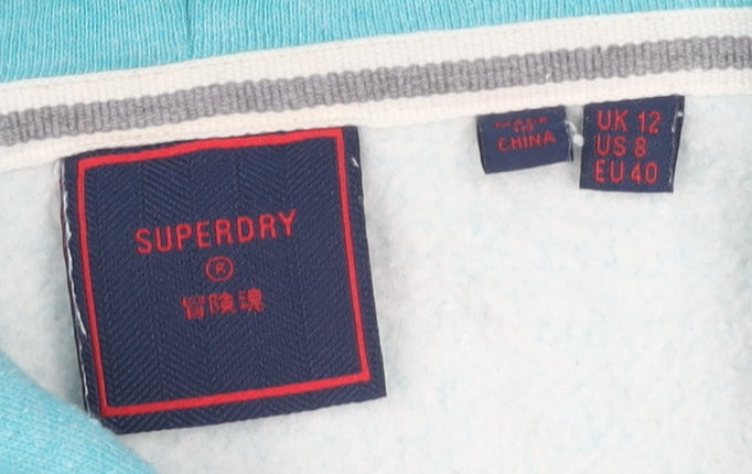 Superdry Womens Blue Full Zip Hoodie Size 12 Regular Fit Logo