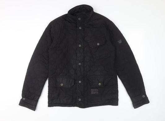 Firetrap Men’s Black Quilted Mid-Length Casual Jacket Size M