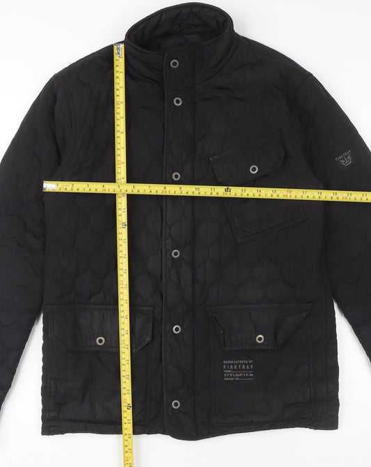 Firetrap Men’s Black Quilted Mid-Length Casual Jacket Size M