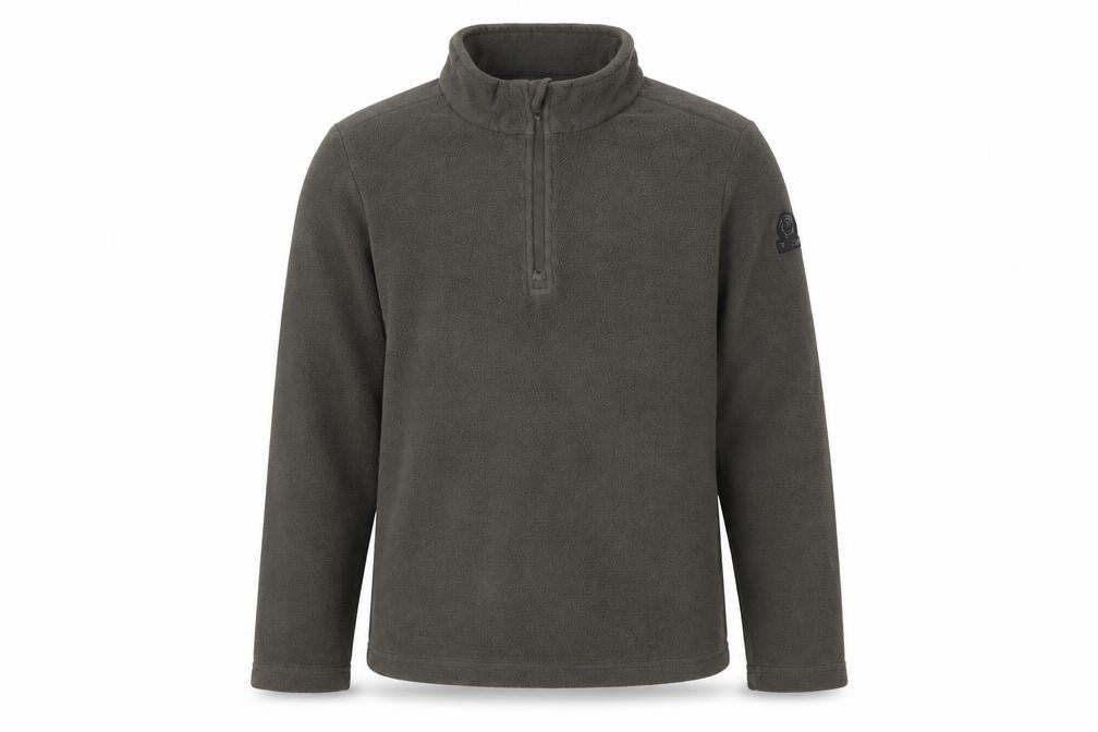 Front view of TOG24 boys’ green fleece 1/4 zip sweatshirt, size 12, years hiking outdoor