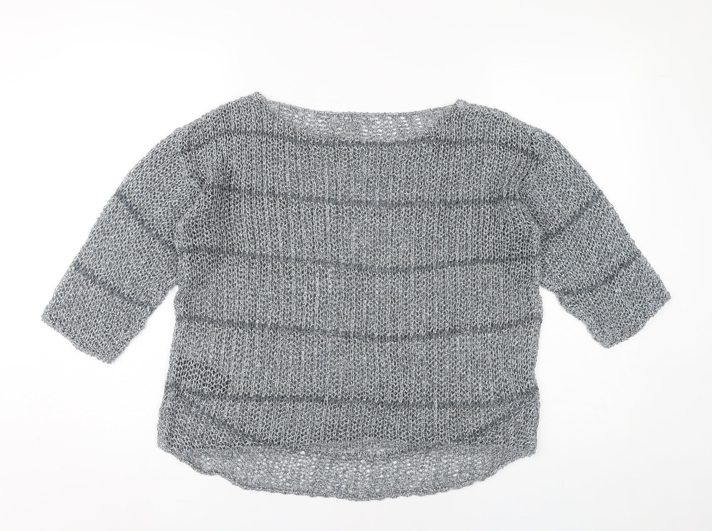 Marks and Spencer Women’s Grey Open-Knit Pullover Jumper Medium