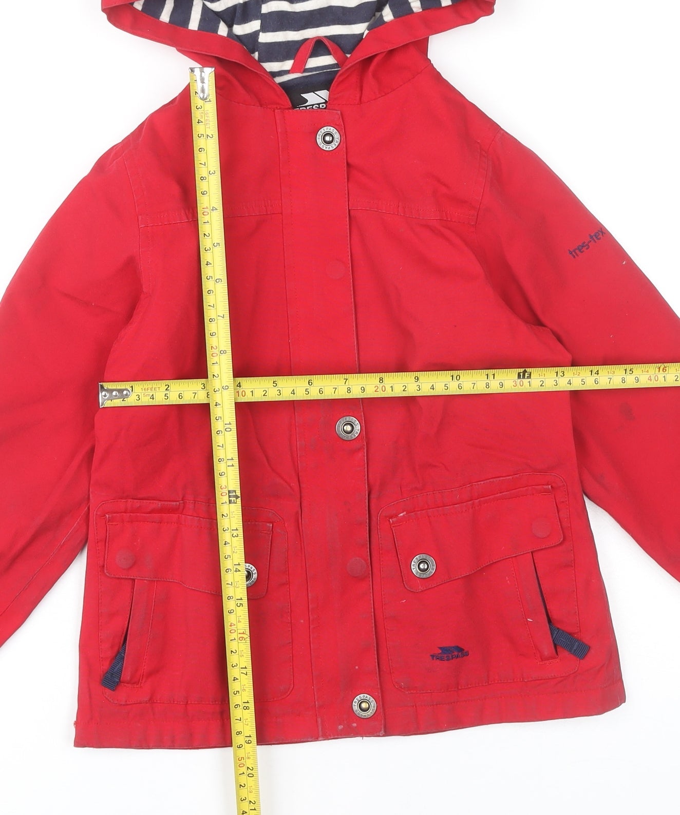 Trespass Girls Red Waterproof Hooded Rain Coat Jacket 5-6 Years
