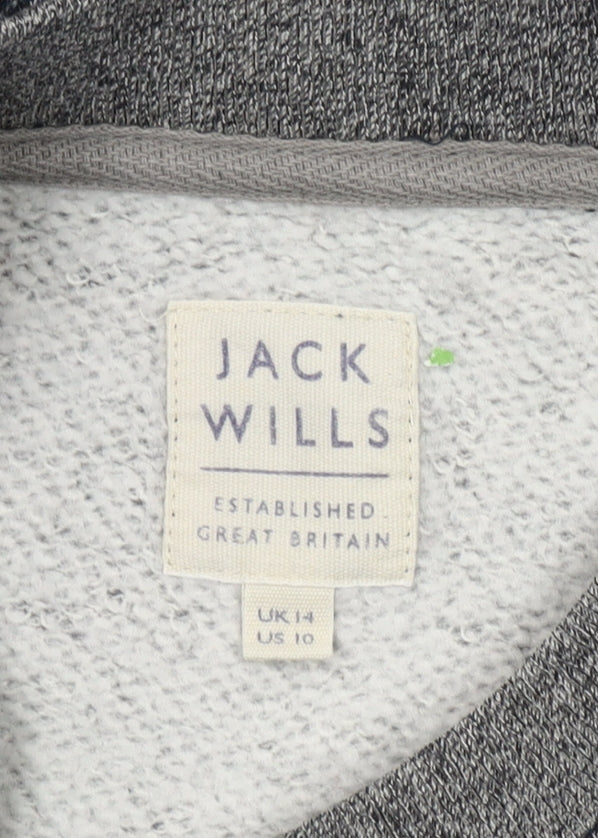 Jack Wills Womens Grey Sweatshirt UK 14 Cotton Blend Crew Neck