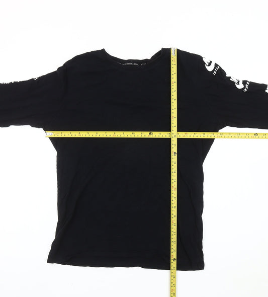 Nike Men's Black Long Sleeve Athletic Fit Cotton Logo T-Shirt Size S