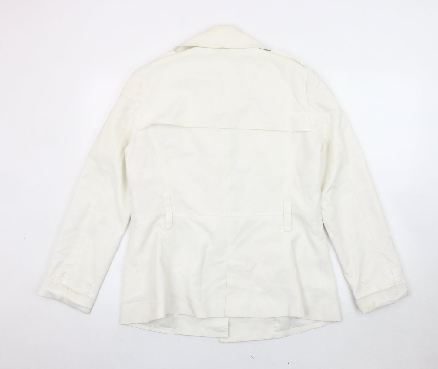 Zara Basic Women’s White Pea Coat Size 14 Cotton Blend Workwear