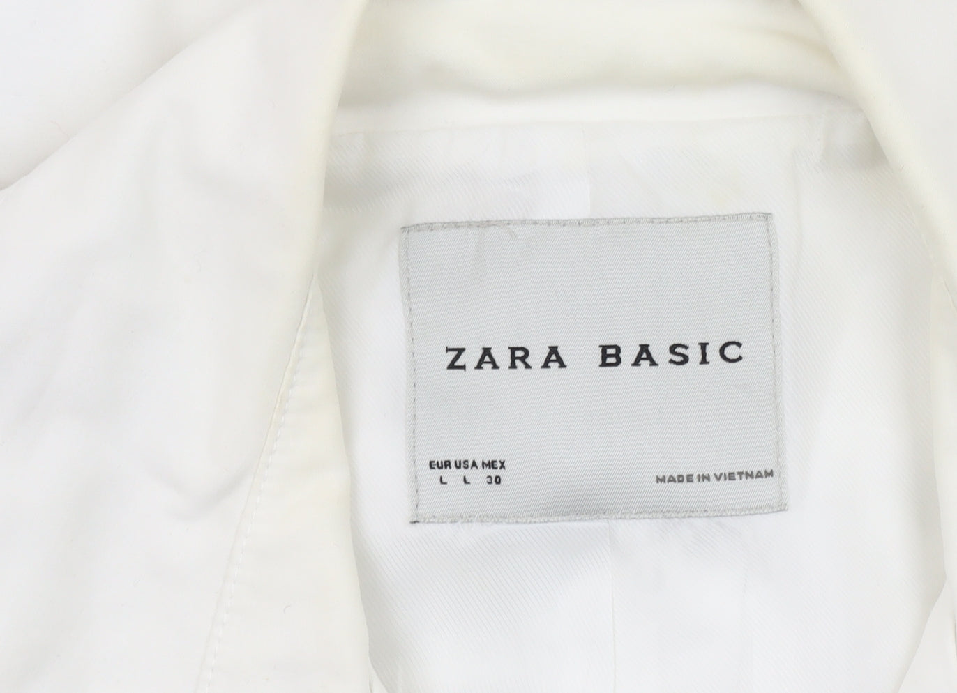 Zara Basic Women’s White Pea Coat Size 14 Cotton Blend Workwear