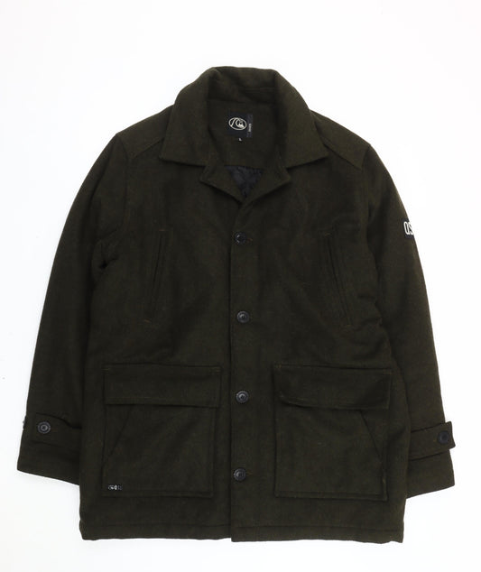 Quiksilver Men’s Green Wool Blend Overcoat Jacket L