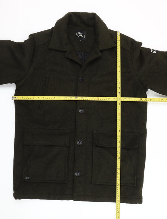 Quiksilver Men’s Green Wool Blend Overcoat Jacket L