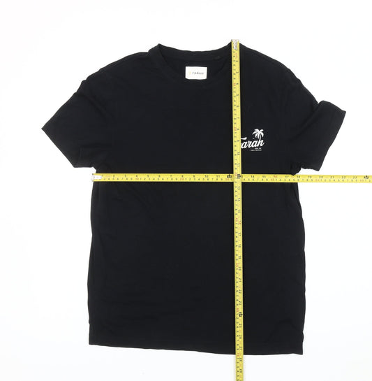 Farah Mens Black Cotton Crew Neck T-Shirt Size M Holiday Logo Tee