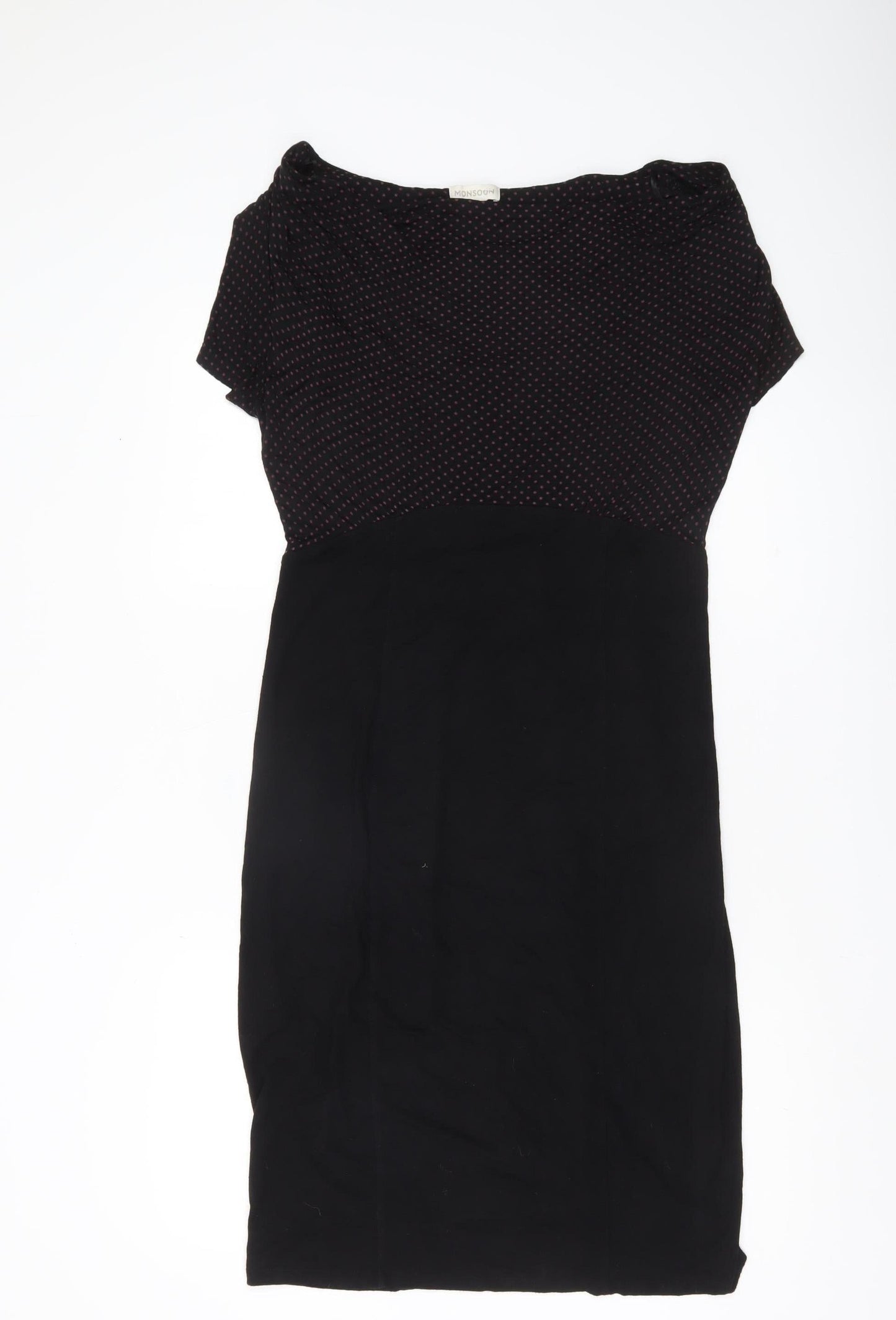 Monsoon Women Black Polka Dot Sheath Dress Size 14 Business Casual