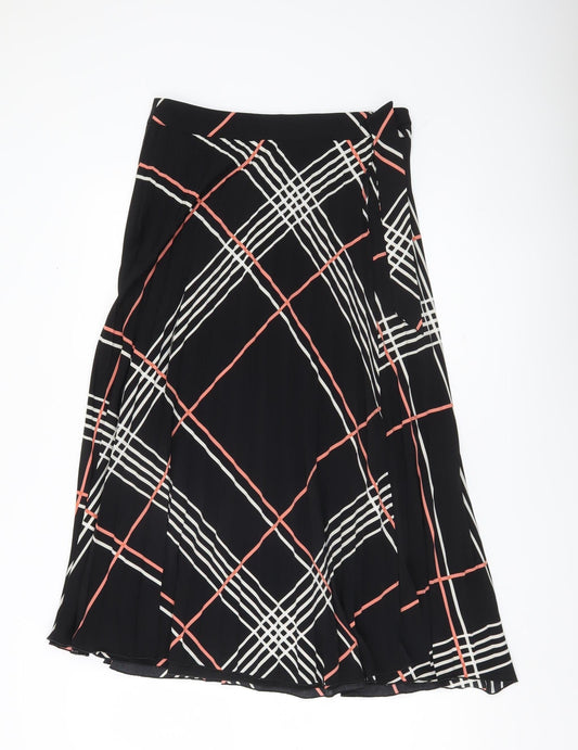 Warehouse Women’s Black Check Midi Wrap Skirt Size 12 Polyester