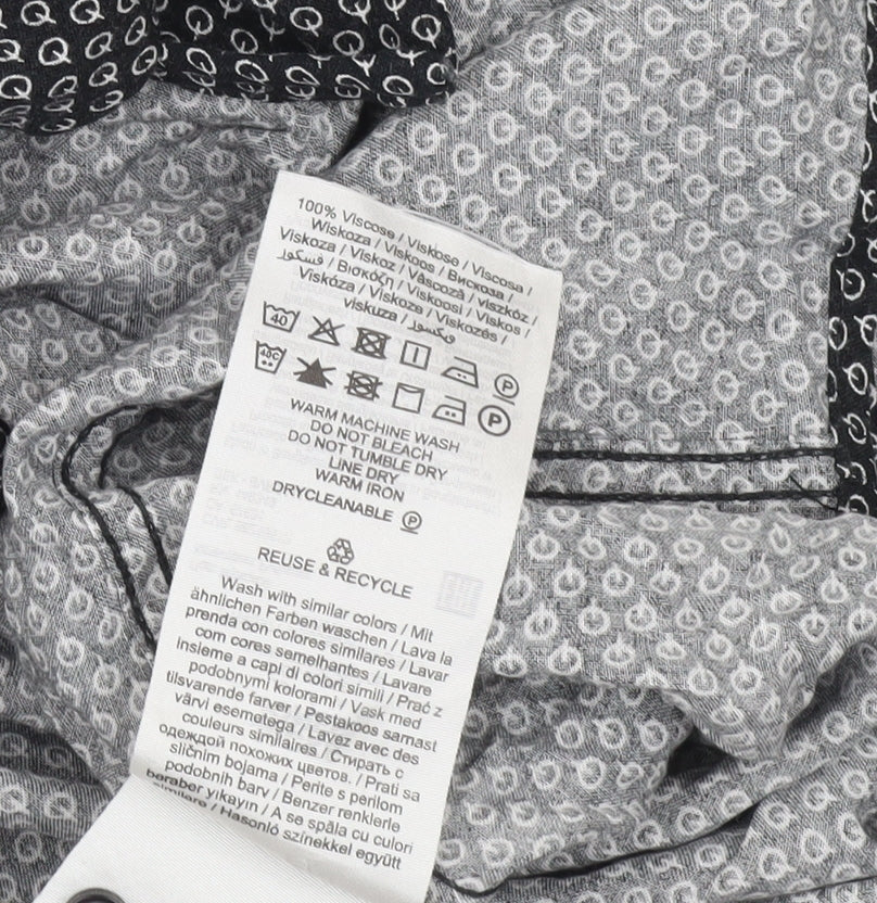Jack & Jones Men’s Black Geometric Viscose Button-Up Shirt Size L
