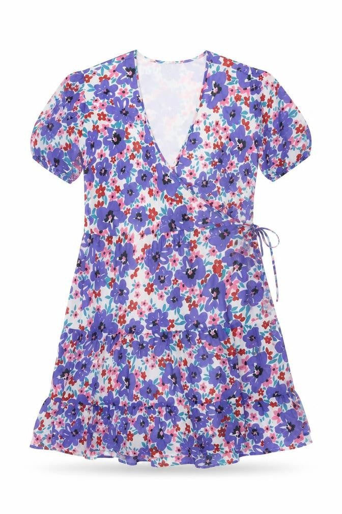 Influence Women’s Multicoloured Size 8 Floral Wrap Short Dress