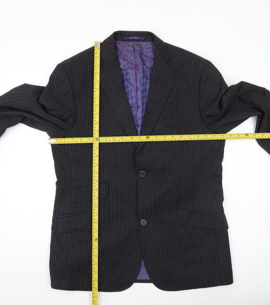 Ted Baker Endurance Men Black Pinstripe Wool Jacket 40S