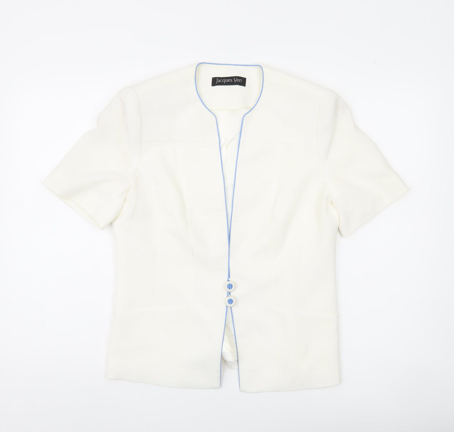 Jacques Vert Women Ivory Suit Jacket UK 10 Short Sleeve Formal Lined