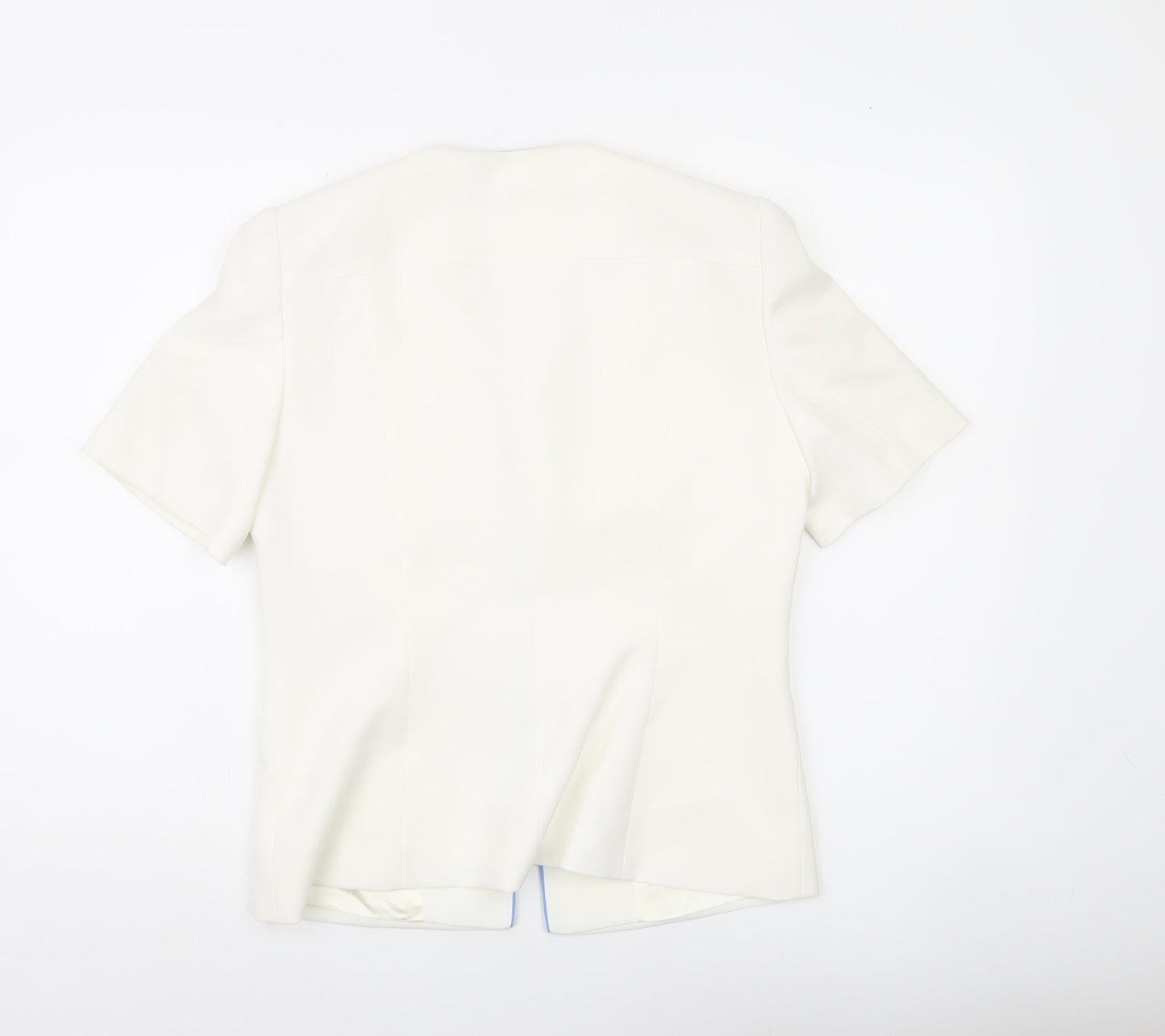 Jacques Vert Women Ivory Suit Jacket UK 10 Short Sleeve Formal Lined