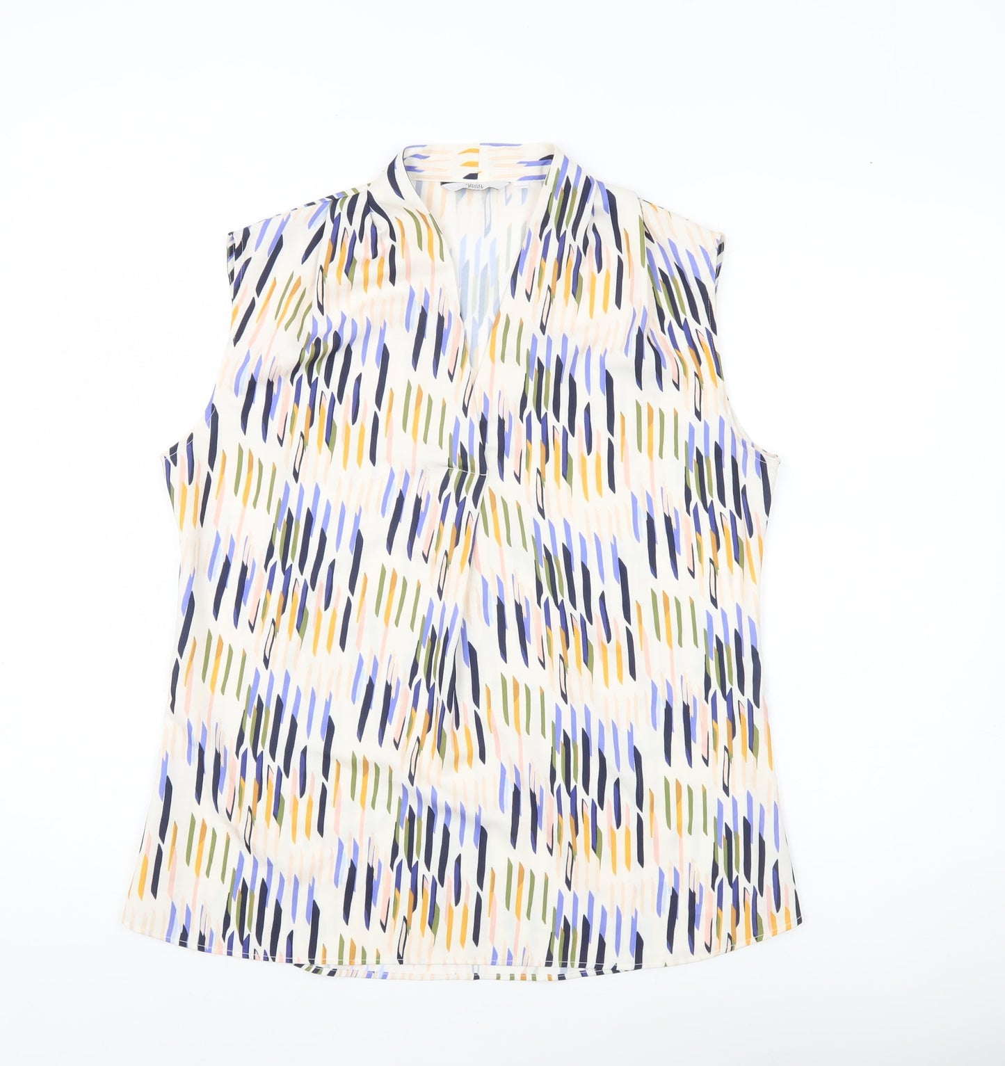 Simon Jersey Womens Multicoloured V-Neck Sleeveless Blouse Size 12