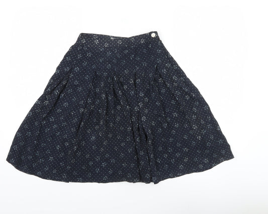 Jaeger Women’s Blue Floral Silk A-Line Knee Length Skirt Size 10