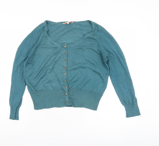 Fat Face Women’s Blue Size 10 Cardigan Cotton Acrylic Knitwear