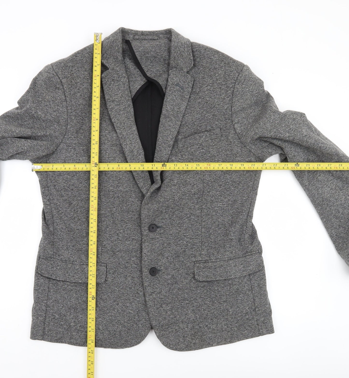 New Look Men Grey Blazer Jacket 42R Regular Fit Notch Lapel