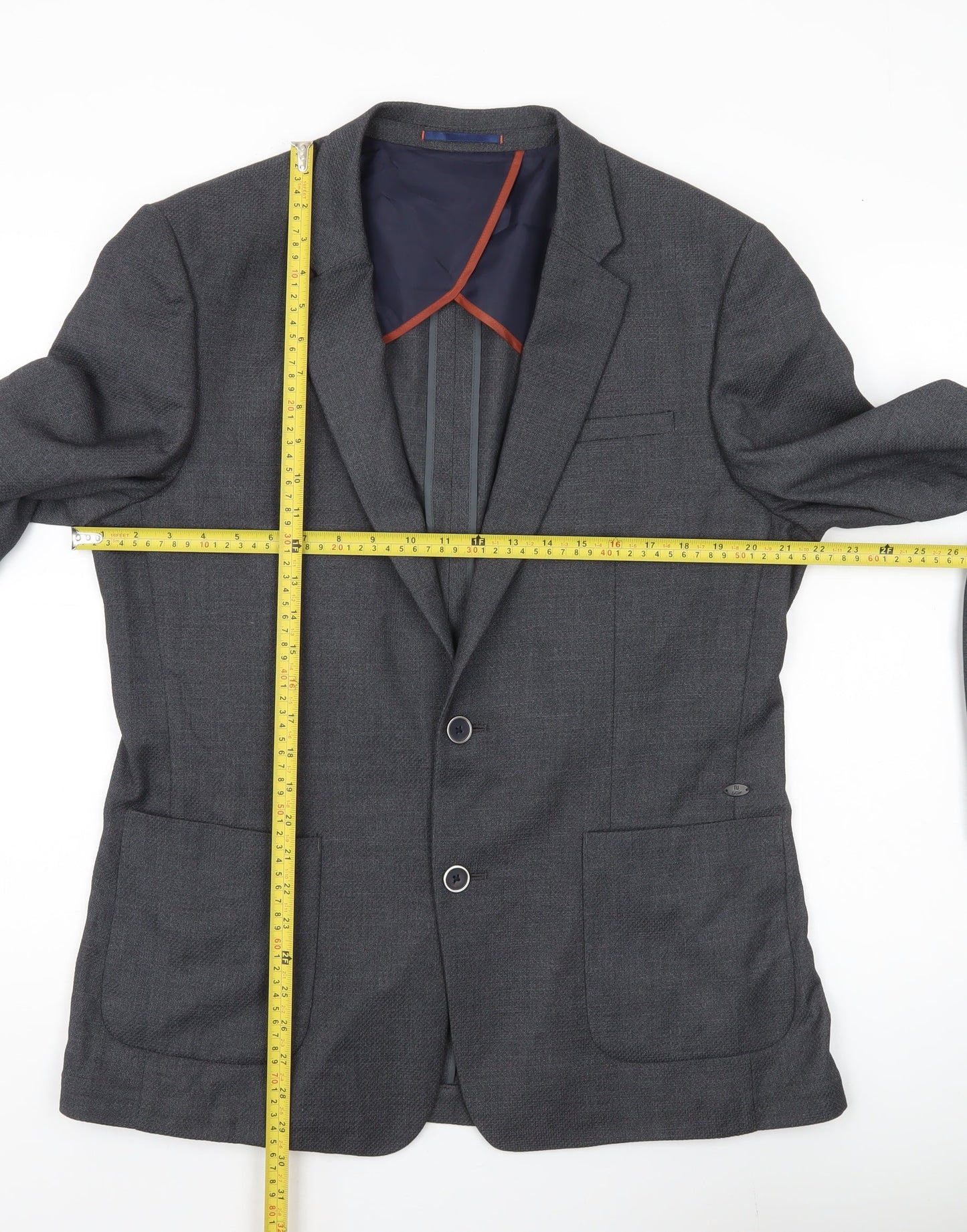 River Island Men’s Grey Blazer Jacket UK 42 Regular Fit Formal