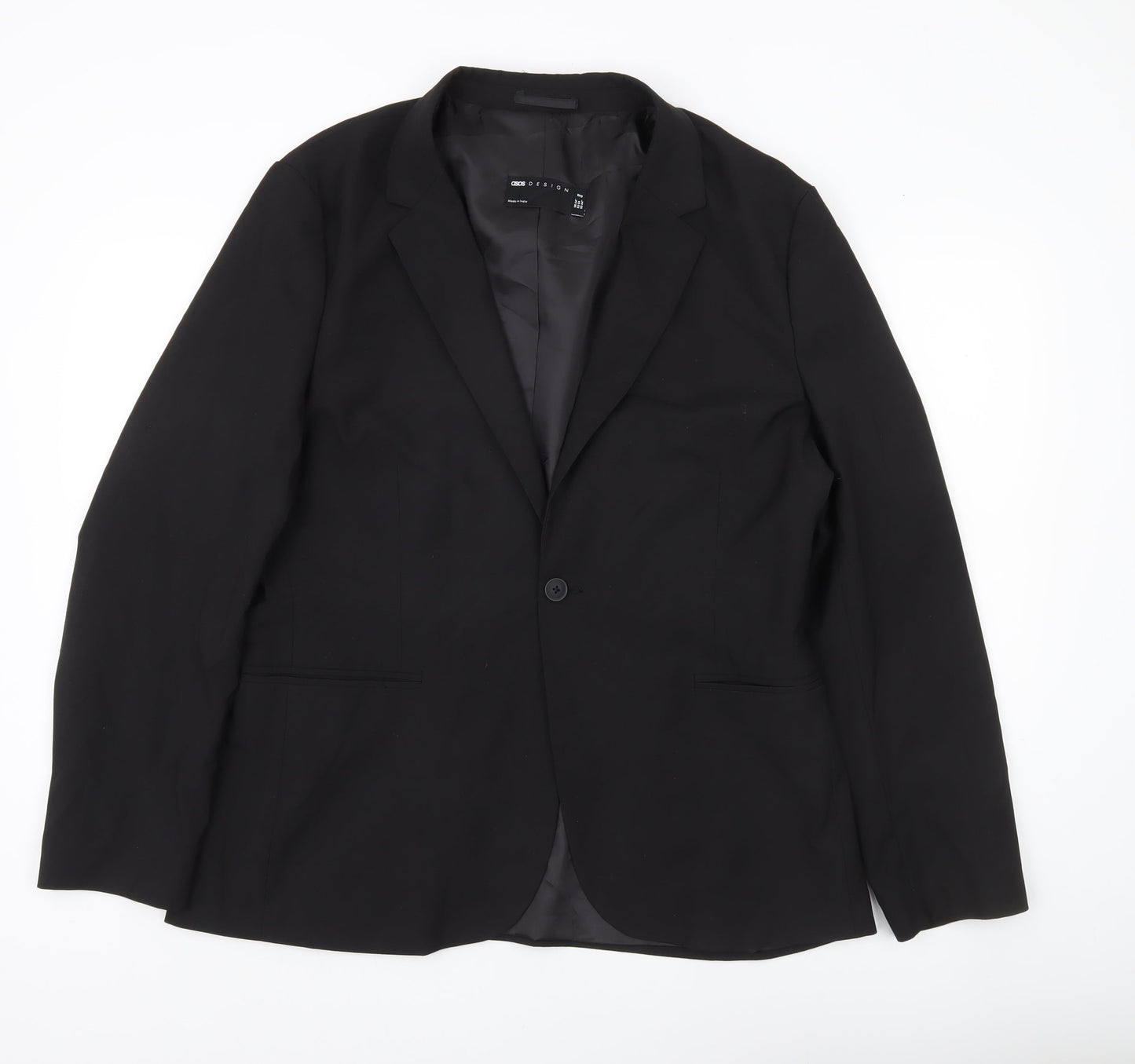 ASOS Design Men's Black 44R Blazer Jacket Regular Fit One Button