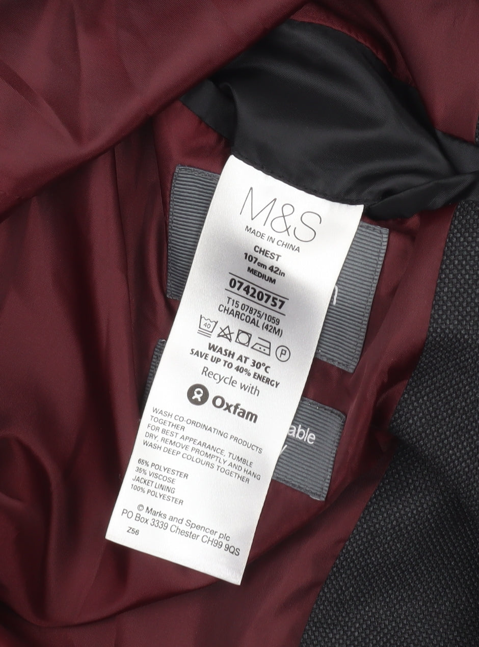 Marks and Spencer Men's Grey 42 Chest Regular Fit Blazer Jacket