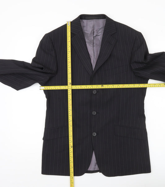 Marks and Spencer Men’s Grey Pinstripe Wool Blazer Jacket 38S