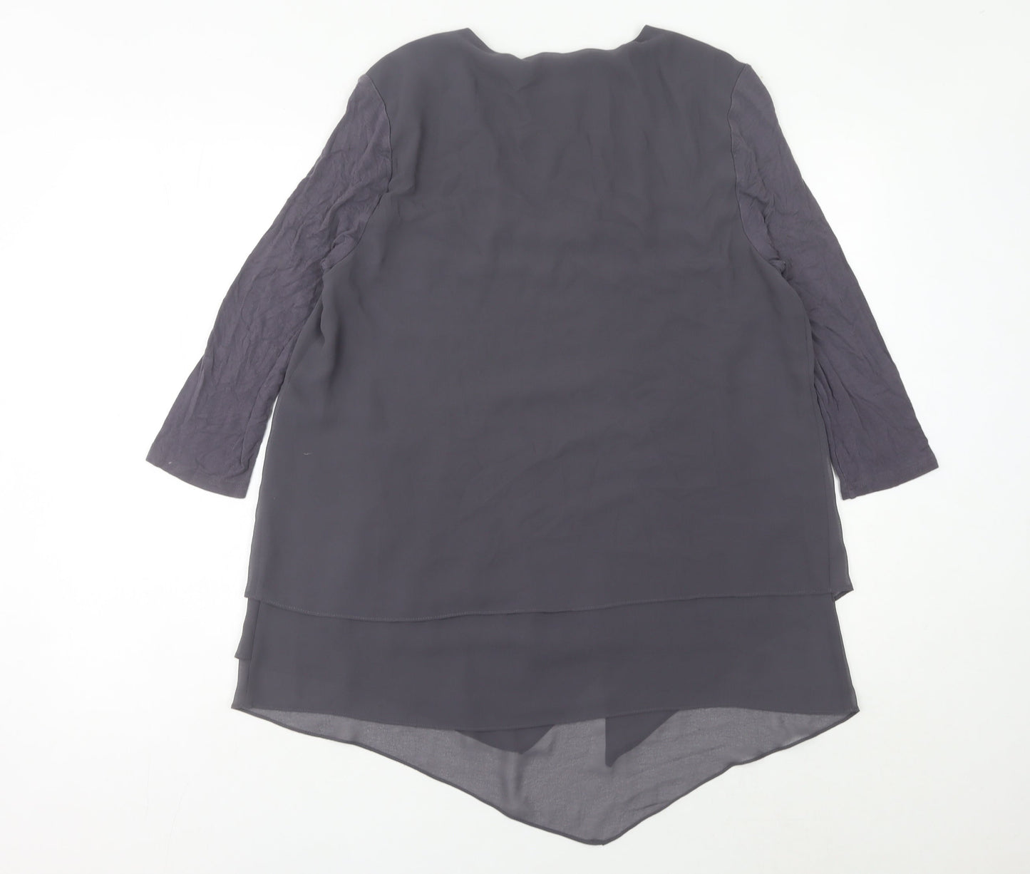 Phase Eight Womens Grey Size 12 Tunic Blouse V-Neck 3/4 Sleeve
