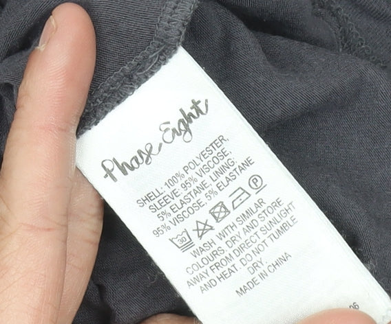 Phase Eight Womens Grey Size 12 Tunic Blouse V-Neck 3/4 Sleeve