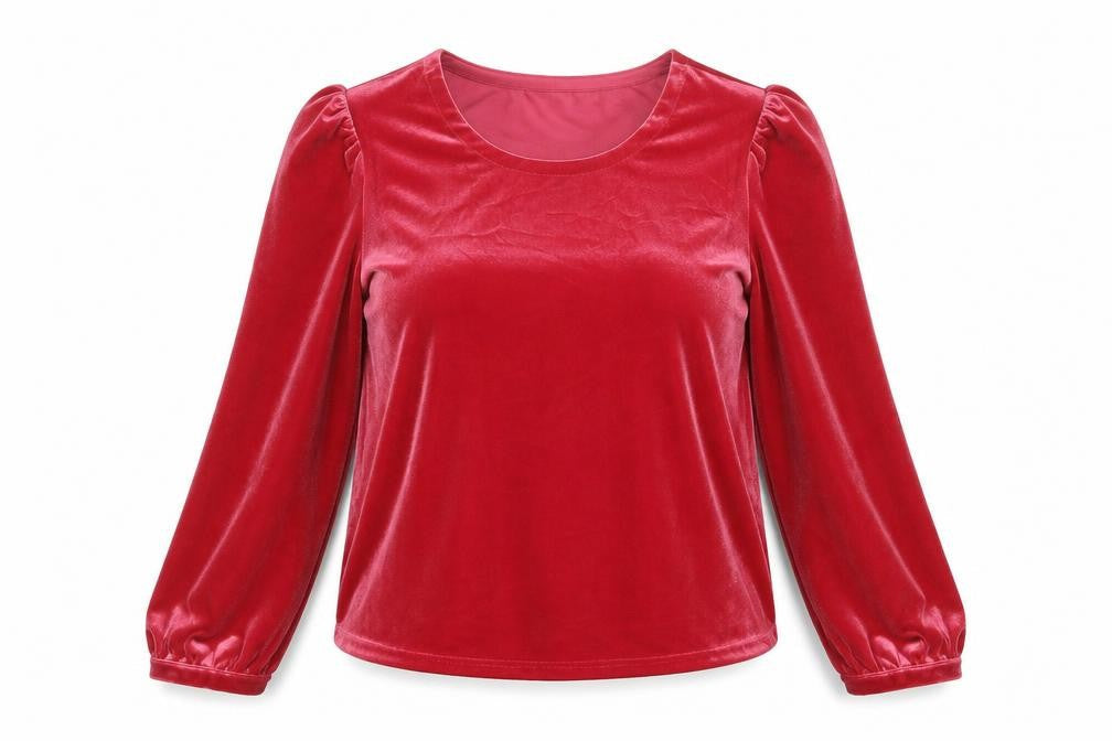 Womens UK Size M Lands' End Red Polyester Blouse