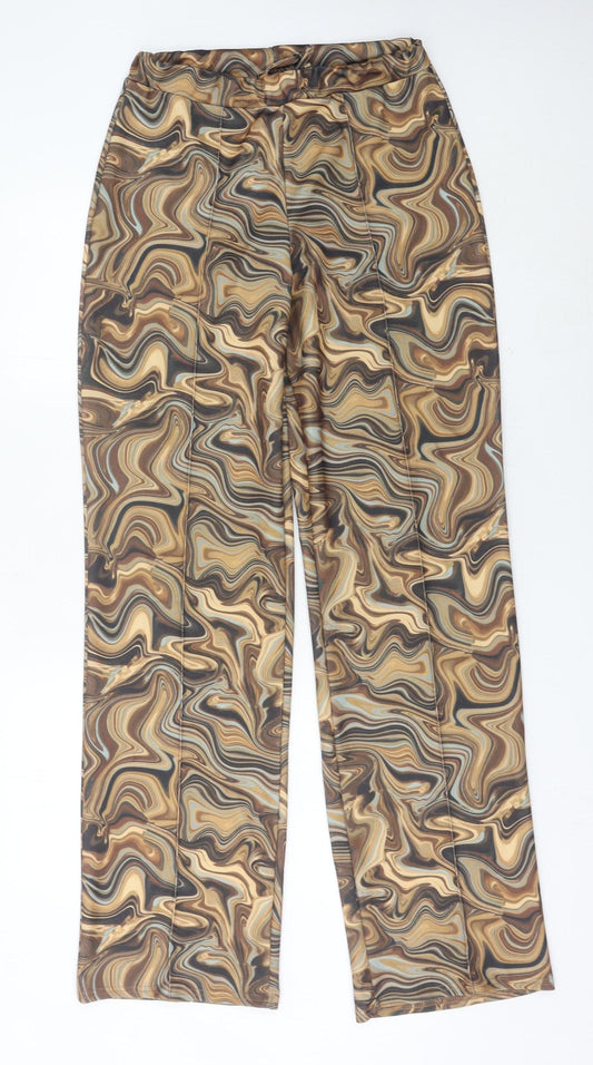 PrettyLittleThing Womens Multicoloured Slim Fit Straight Trousers Size 12