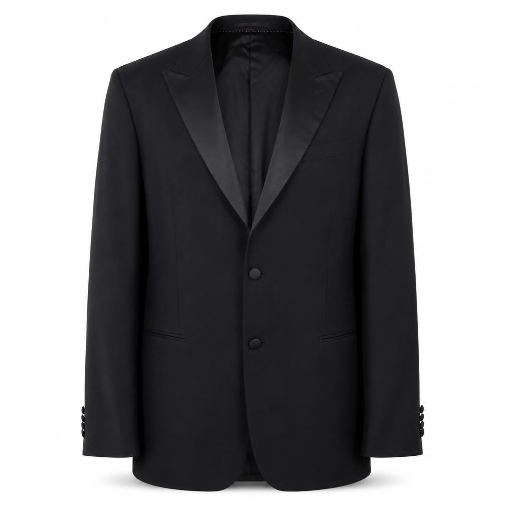 Marks and Spencer Mens Black Wool Shawl Lapel Suit Jacket 44 Chest 2XL Long
