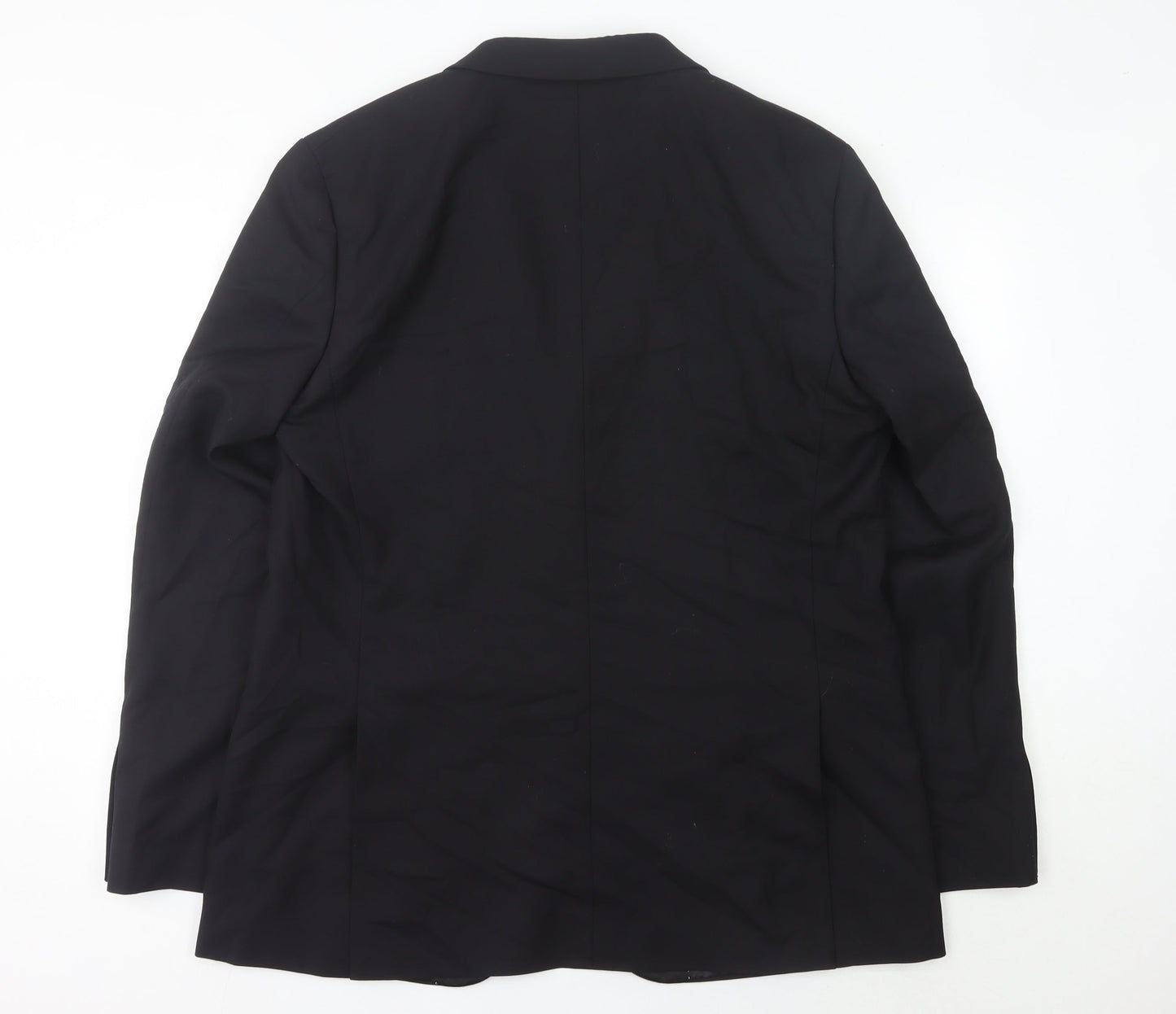 Marks and Spencer Mens Black Wool Shawl Lapel Suit Jacket 44 Chest 2XL Long