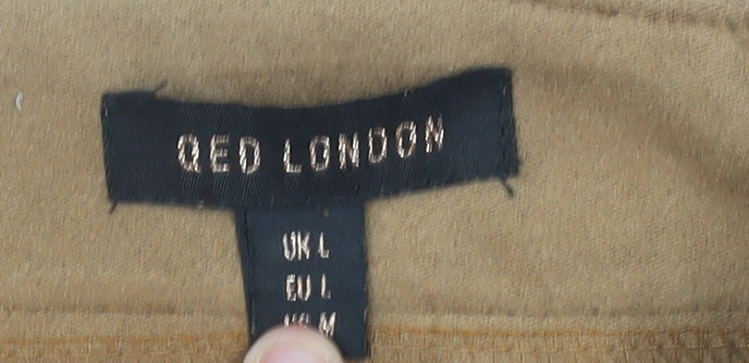 QED London Women Brown Short Skirt L High Waist Pencil Style