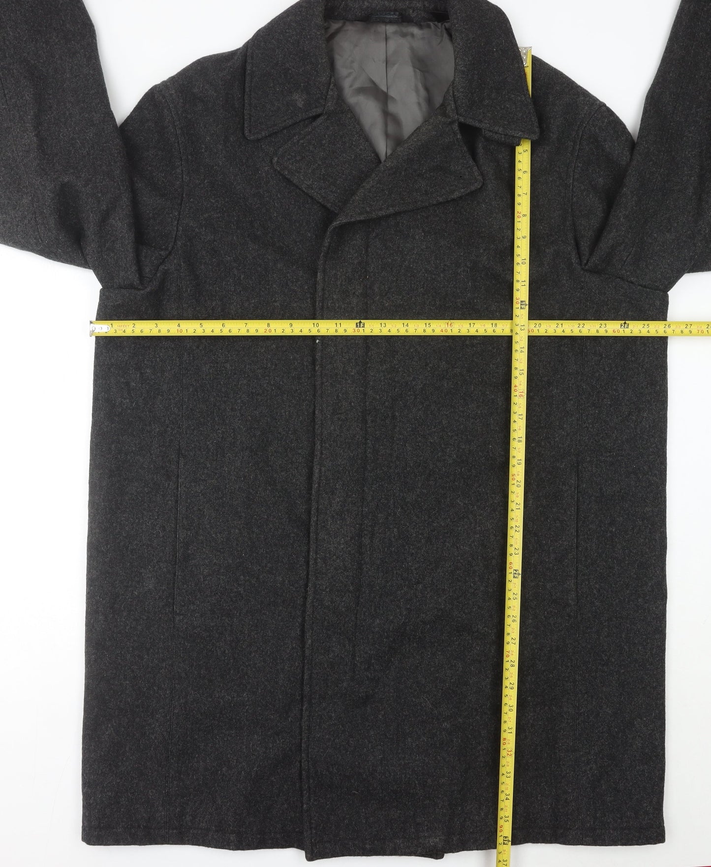 DKNY Men’s Grey Wool Blend Overcoat XL Classic Fit Mid-Length