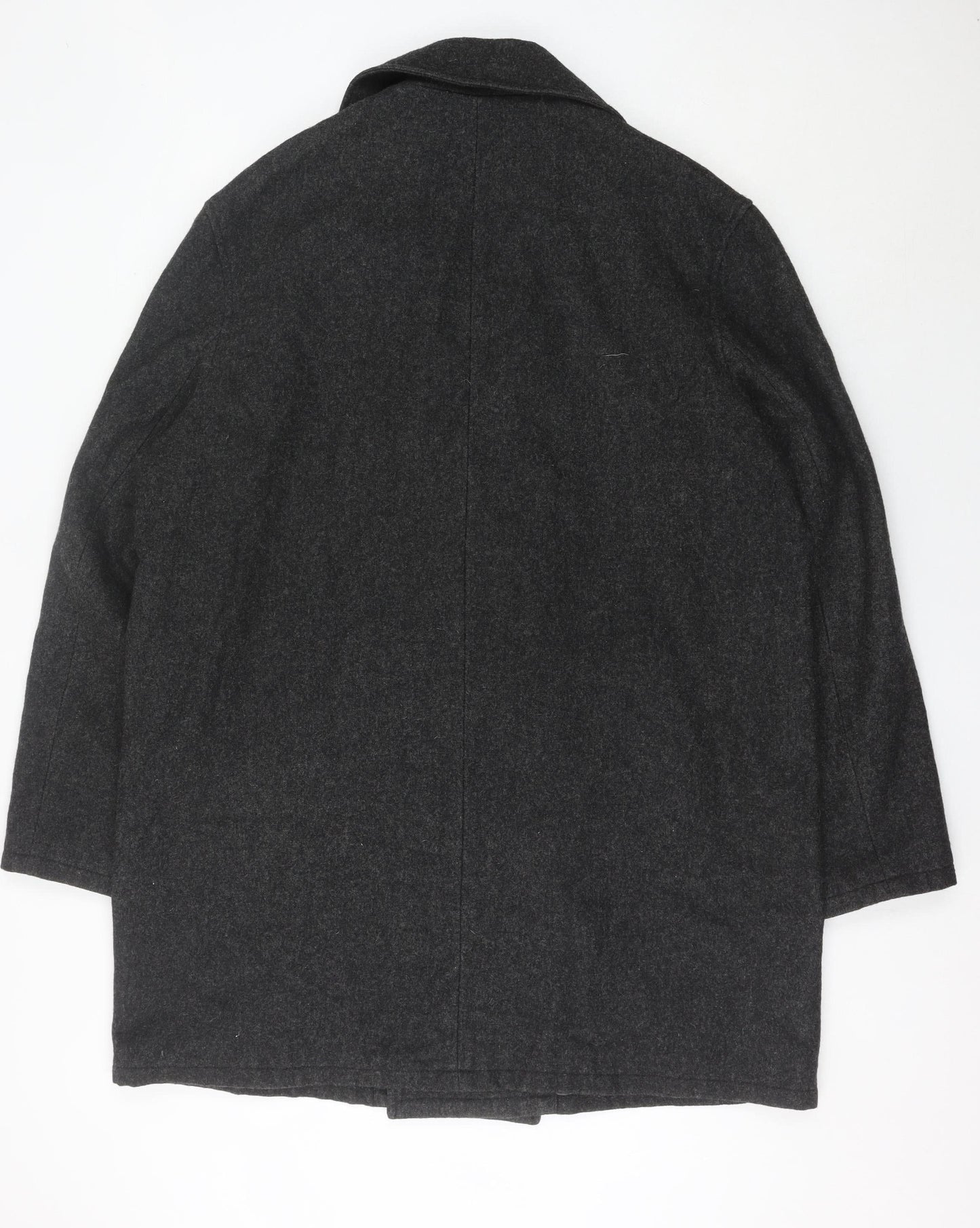 DKNY Men’s Grey Wool Blend Overcoat XL Classic Fit Mid-Length