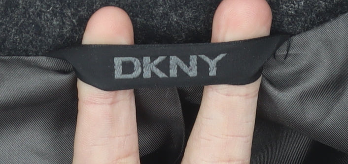 DKNY Men’s Grey Wool Blend Overcoat XL Classic Fit Mid-Length