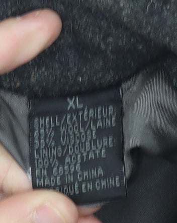 DKNY Men’s Grey Wool Blend Overcoat XL Classic Fit Mid-Length