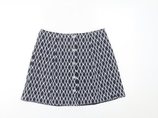 Superdry Women’s Blue Geometric A-Line Short Skirt Size M