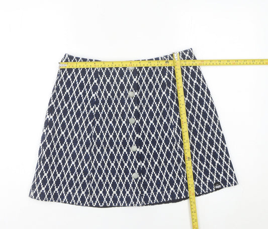 Superdry Women’s Blue Geometric A-Line Short Skirt Size M