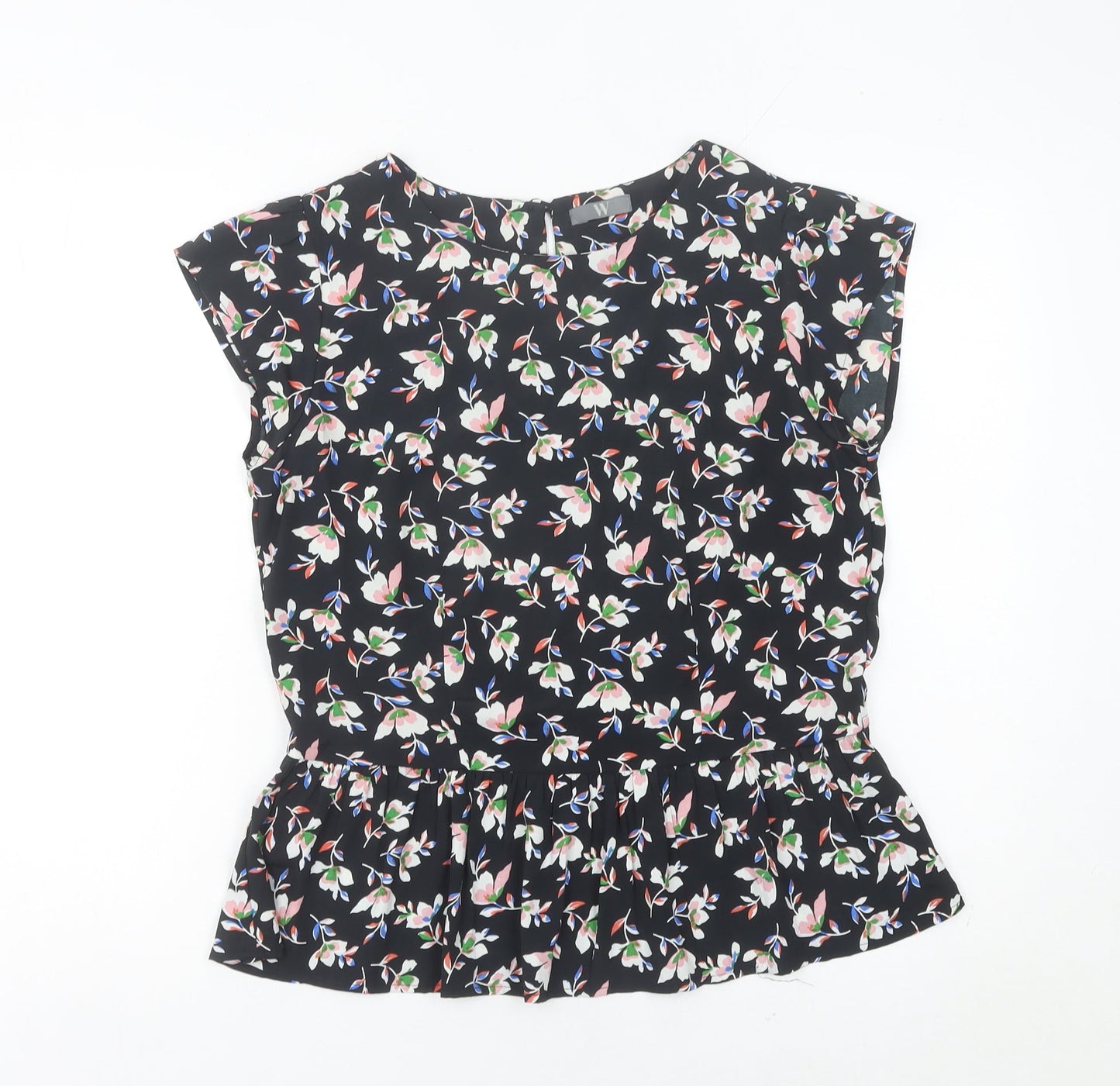 BHS Womens Multicoloured Floral Tunic Blouse Size 10 Short Sleeve