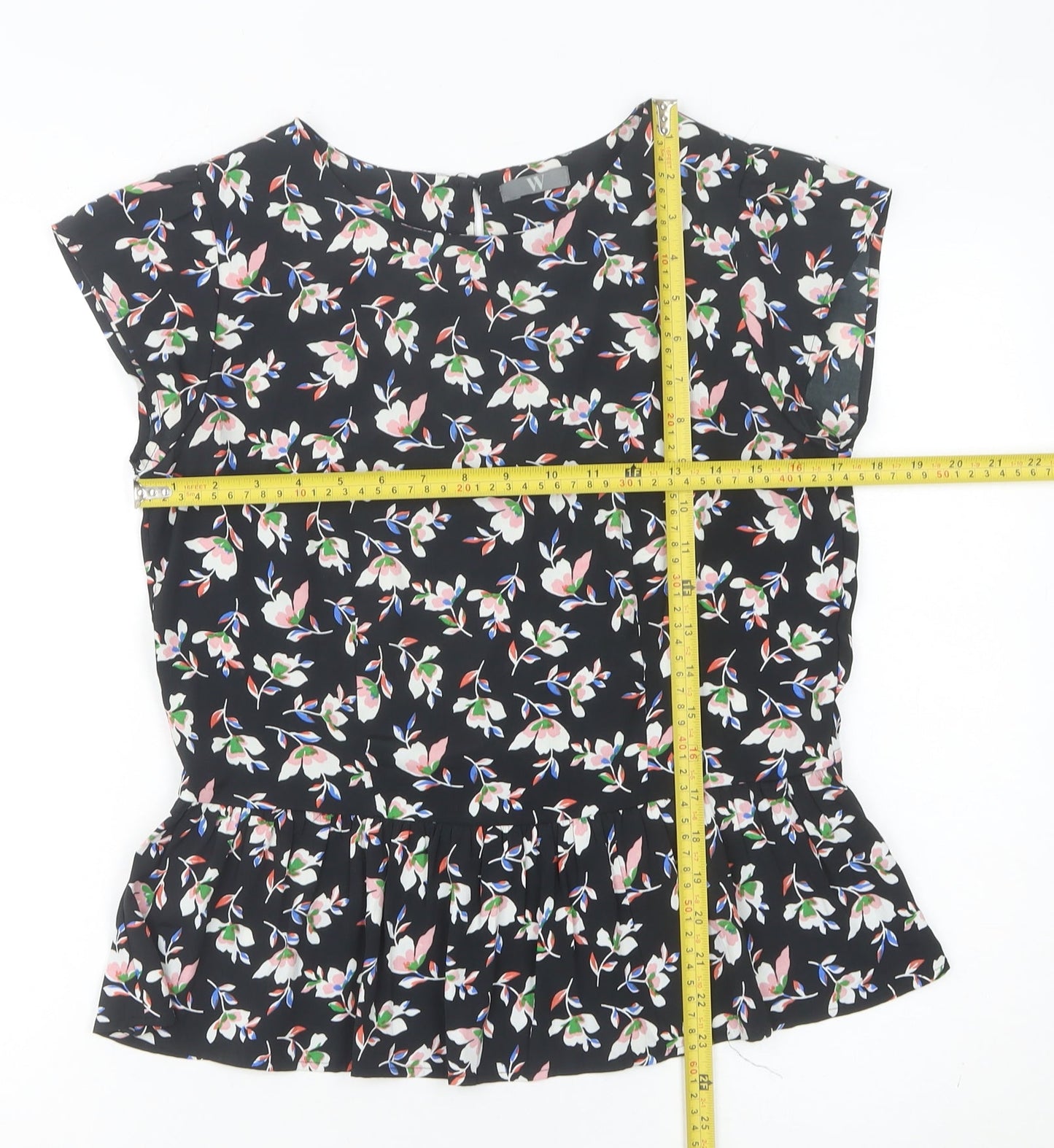 BHS Womens Multicoloured Floral Tunic Blouse Size 10 Short Sleeve
