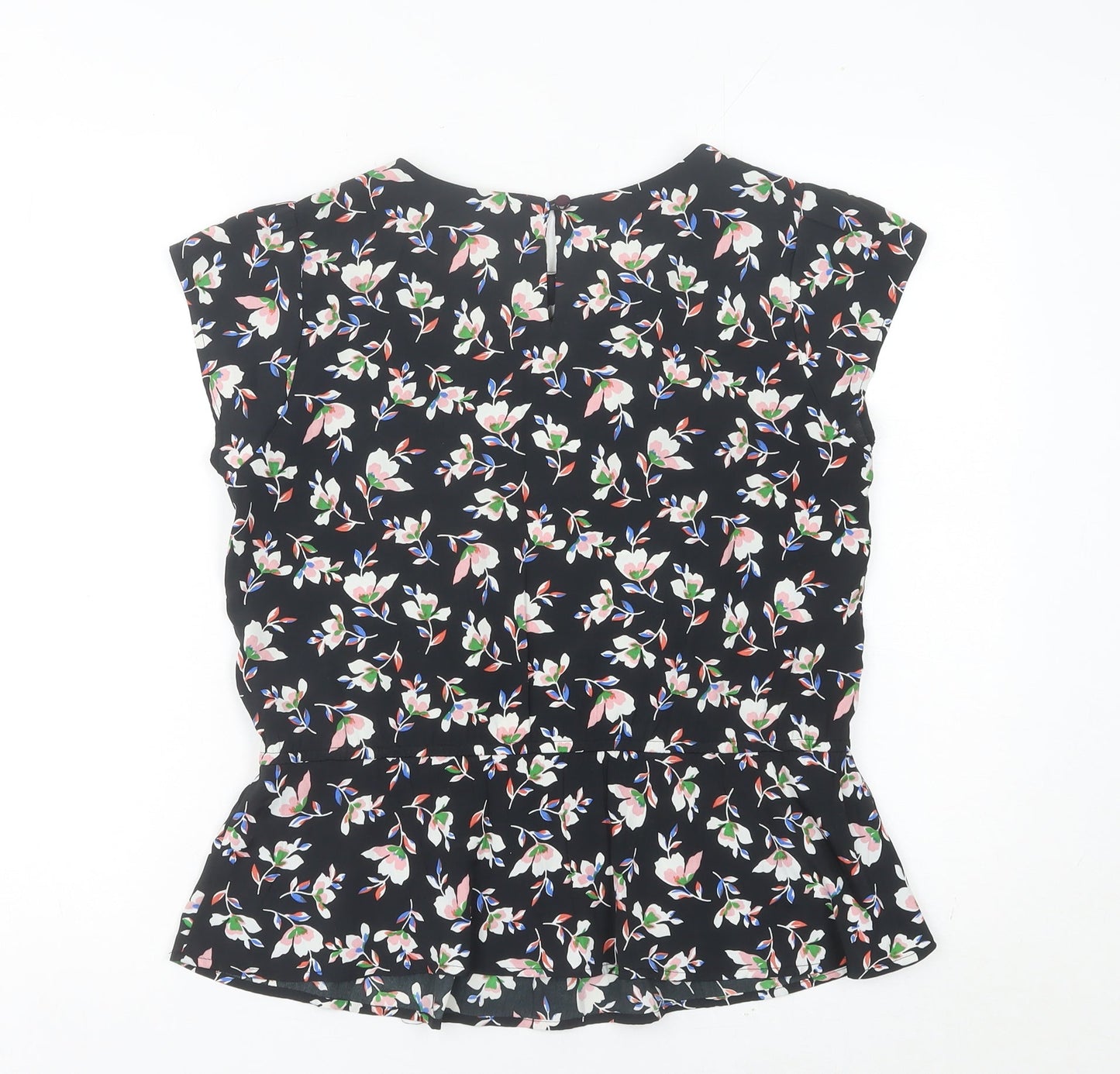 BHS Womens Multicoloured Floral Tunic Blouse Size 10 Short Sleeve