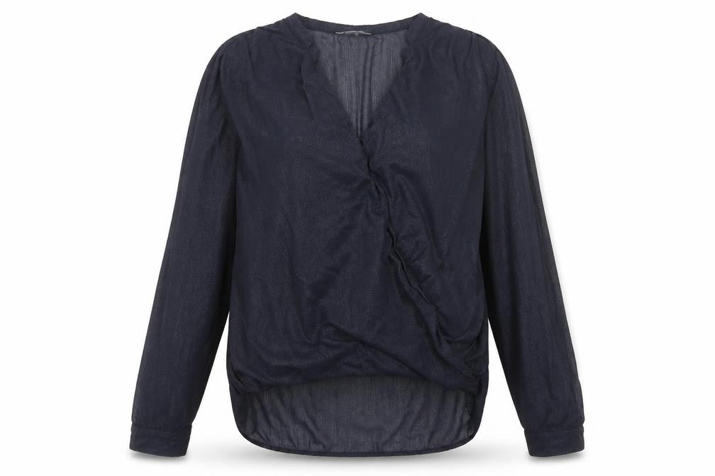 H&M Women’s Blue Sheer Wrap Blouse Size 14 Long Sleeve Polyester