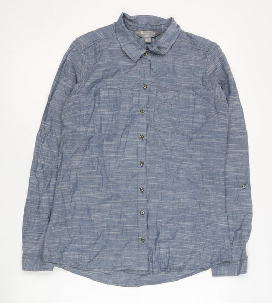 Mountain Warehouse Womens Blue Size 12 Cotton Button-Up Shirt