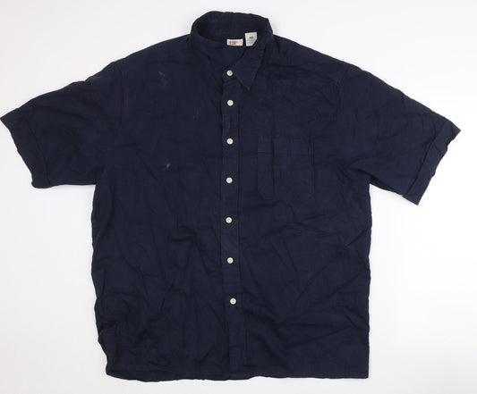 Levi's Men's Blue XL Short Sleeve Cotton Button-Up Shirt