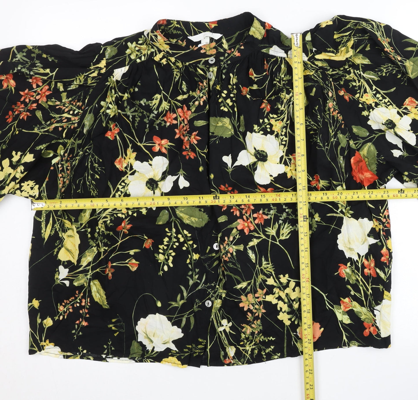 H&M Womens Multicoloured Floral Blouse Long Sleeve Tunic S