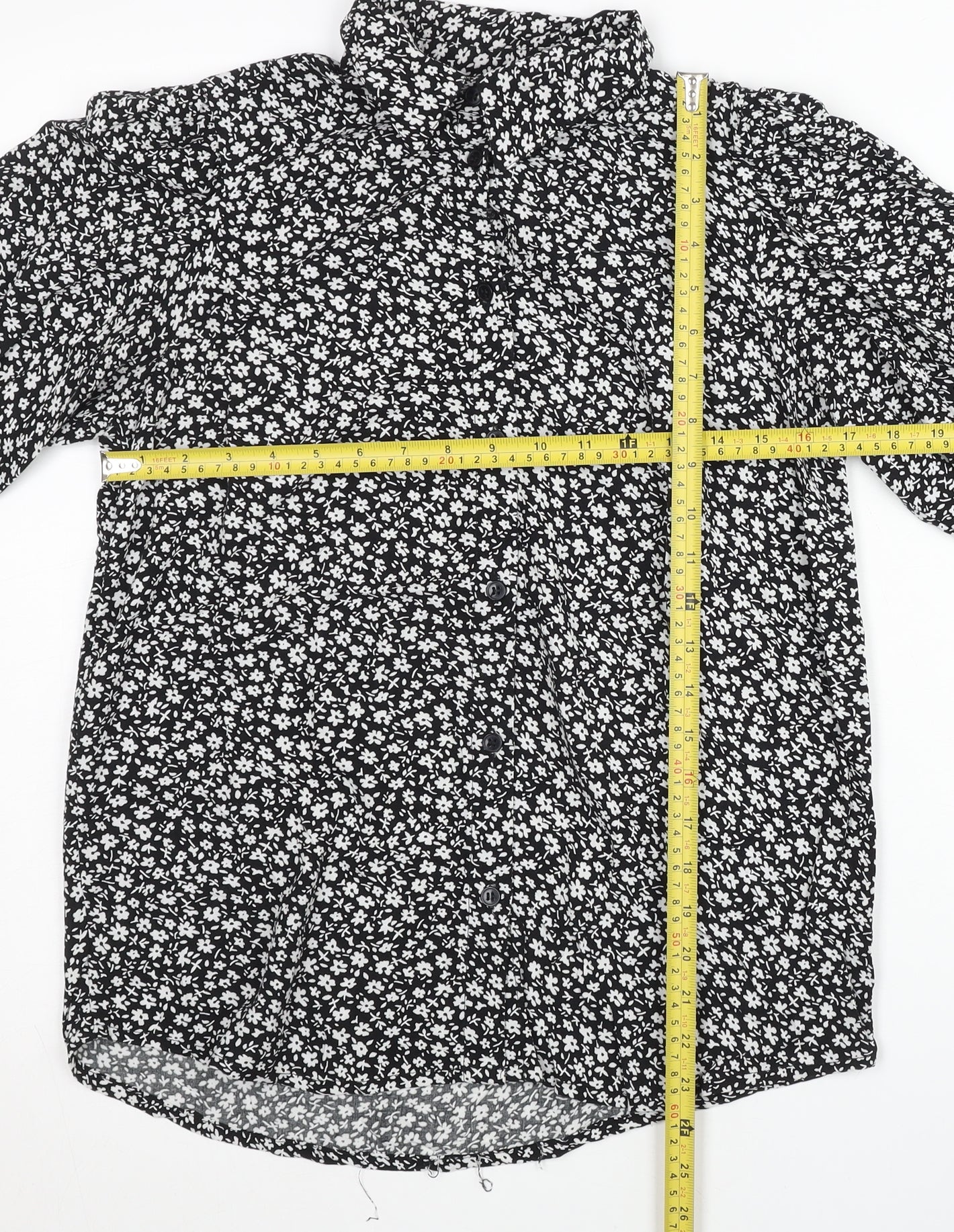 Dorothy Perkins Womens Black Floral Viscose Button-Up Blouse UK 8