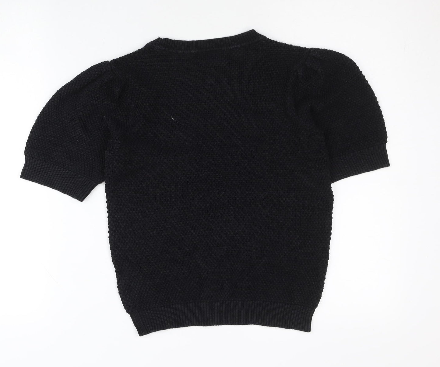 Vila Womens Black XS Knit Puff Sleeve Pullover Jumper